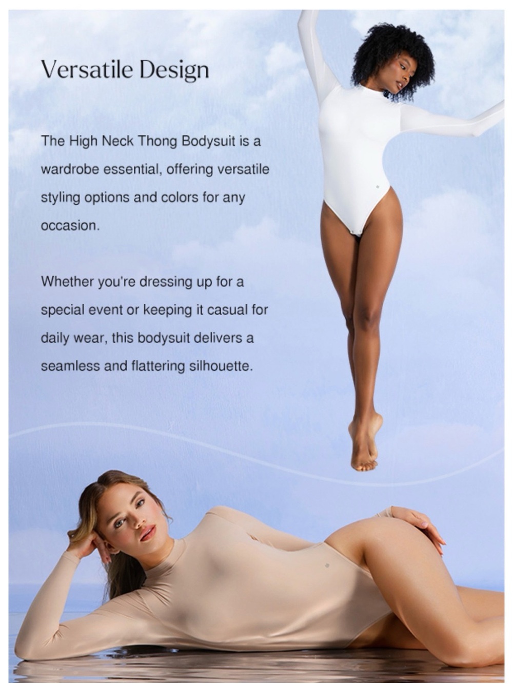 Popilush tummy control seamless shaper long sleeve turtleneck thong bodysuit - Picture 5 of 10